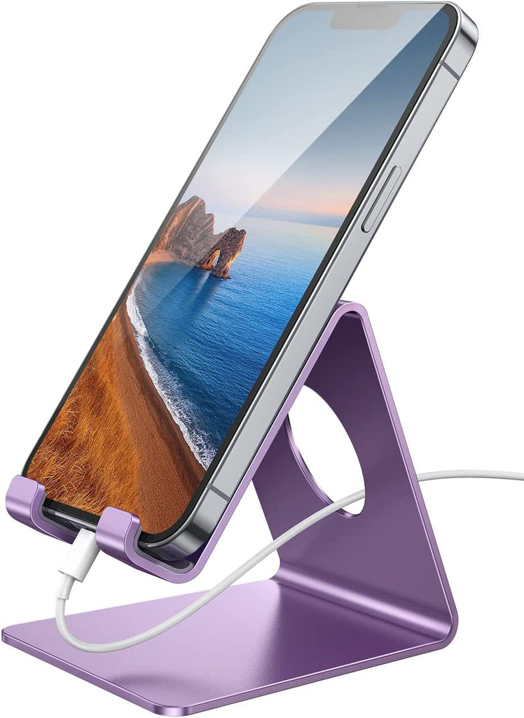 Cell Phone Stand, Desk Phone Holder Cradle, Compatible with Phone 12 Mini 11 Pro Xs Max XR X 8 7 6 plus SE, All Smartphones Charging Dock, Office Desktop Accessories - Silver